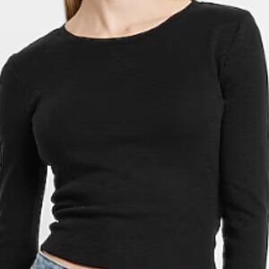 Crew Neck Long Sleeve Cropped Tee